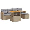 vidaXL Salon de jardin 6 pcs avec coussins beige r&eacute;sine tress&eacute;e acacia
