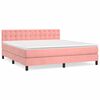 vidaXL Sommier &agrave; lattes de lit avec matelas Rose 160x200 cm Velours