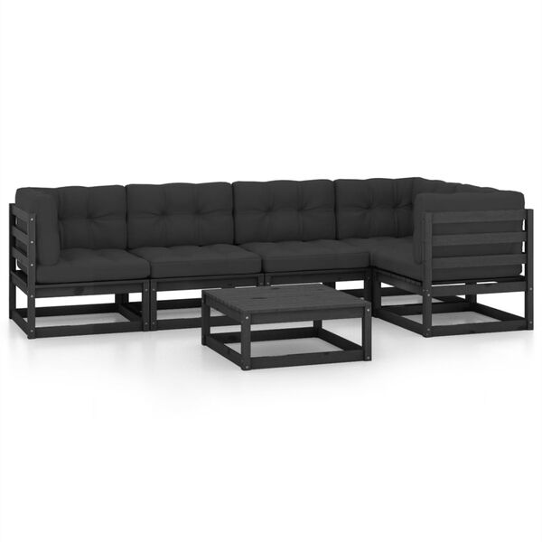 vidaXL Salon de jardin 6 pcs avec coussins Bois de pin massif
