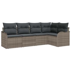 vidaXL Ensemble de canap&eacute; de jardin 5 pc Gris polyrotin