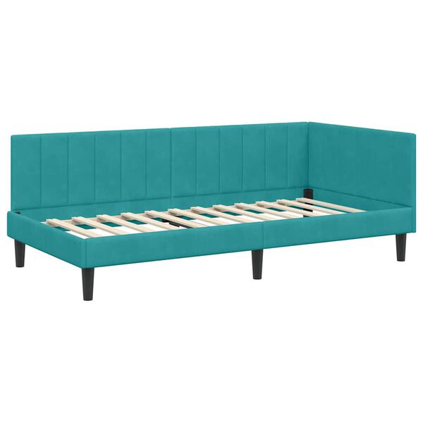 vidaXL Cadre de lit d'angle Turquoise 90 cm x 190 cm Velours