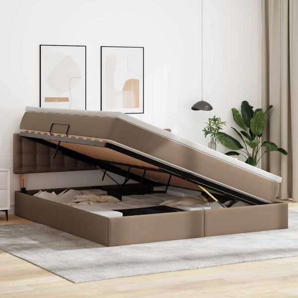 vidaXL Lit avec rangement et matelas Cappuccino 180 x 200 cm