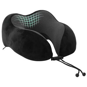 vidaXL Coussin de voyage pour le cou Noir Mousse &agrave; m&eacute;moire de forme