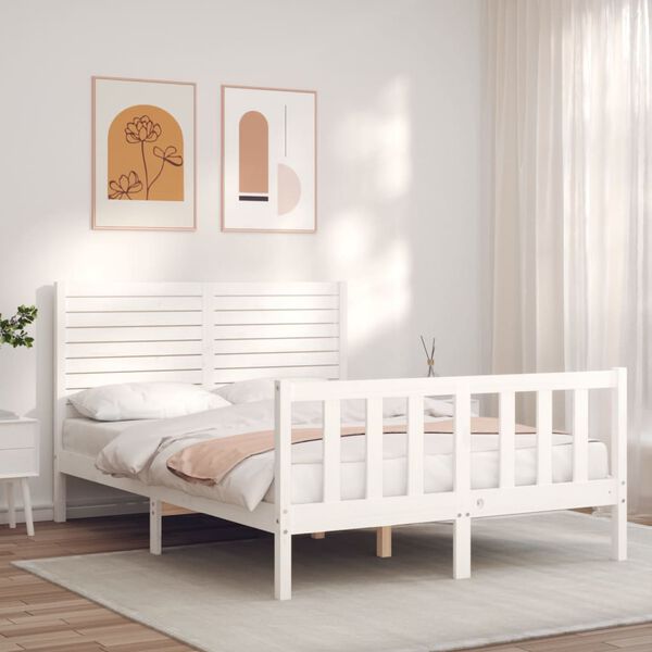 vidaXL Cadre de lit sans matelas blanc 120x200 cm bois de pin massif