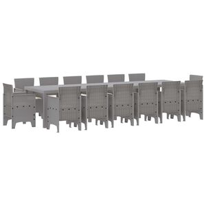 vidaXL Ensemble de salle &agrave; manger pour jardin 15 pcs Gris clair