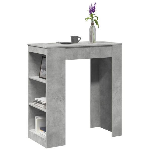 vidaXL Table de bar avec étagères gris béton bois d'ingénierie
