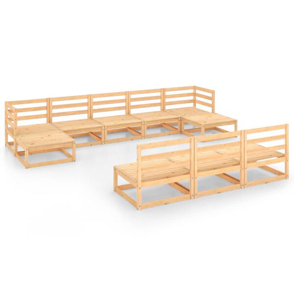 vidaXL Salon de jardin 10 pcs Bois de pin massif
