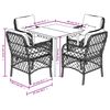 vidaXL Ensemble &agrave; manger de jardin et coussins 5 pcs gris clair rotin