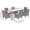 vidaXL Ensemble &agrave; manger de jardin et coussins 7 pcs gris rotin acacia