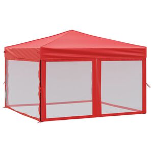 vidaXL Tente de r&eacute;ception pliable avec parois Rouge 3x3 m