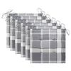 vidaXL Chaises de jardin coussins &agrave; carreaux gris lot de 6 Teck massif