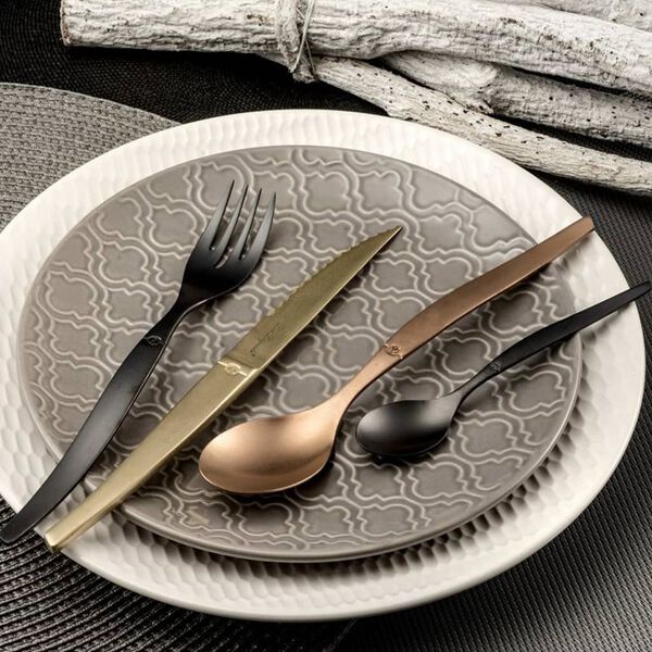 Lou Laguiole Ensemble de coutellerie 16 pcs Jet Champagne d&eacute;lav&eacute;