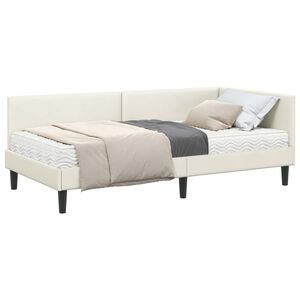 vidaXL Cadre de lit d'angle avec matelas Autre 2 pcs Cr&egrave;me Velours