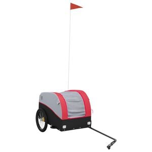 vidaXL Remorque de v&eacute;lo noir et rouge 30 kg fer