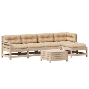 vidaXL Salon de jardin 6 pcs avec coussins Bois de pin massif