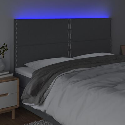 vidaXL Tête de lit à LED Gris foncé 180x5x118/128 cm Tissu