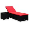 vidaXL Chaise longue avec coussin et table &agrave; th&eacute; R&eacute;sine tress&eacute;e Rouge