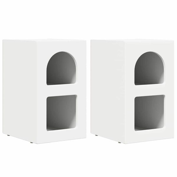 vidaXL Table de chevet 2 pcs Blanc 29,5 x 33,5 x 50 cm