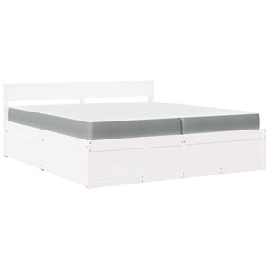 vidaXL Lit avec tiroirs et matelas blanc 200x200 cm bois massif de pin