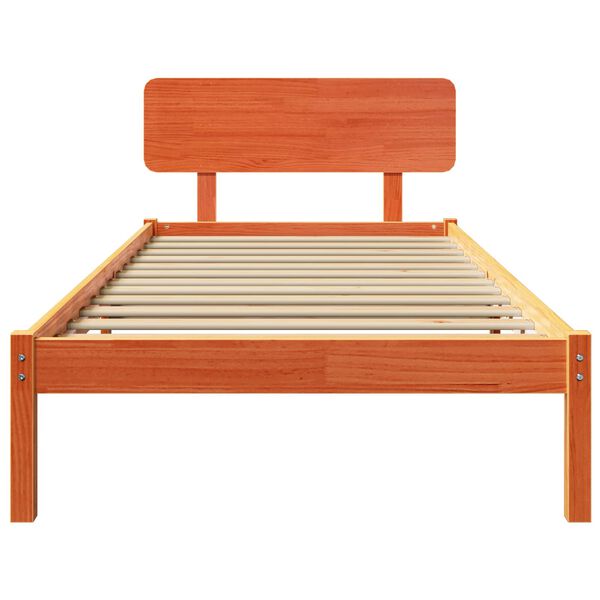 vidaXL Cadre de lit avec t&ecirc;te de lit Brun cire 75 x 190 cm Pin massif