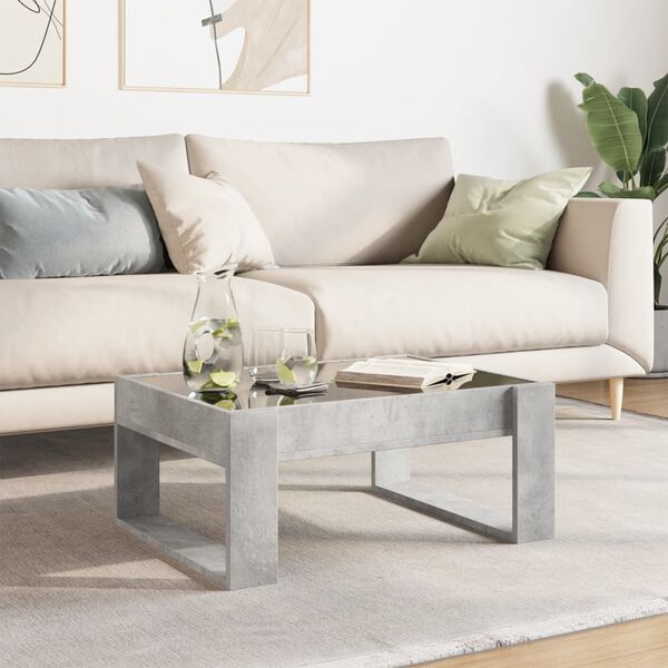 vidaXL Table basse avec LED infini gris b&eacute;ton 70x53x30 cm