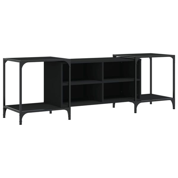 vidaXL Meuble TV noir 153x37x50 cm bois d'ing&eacute;nierie