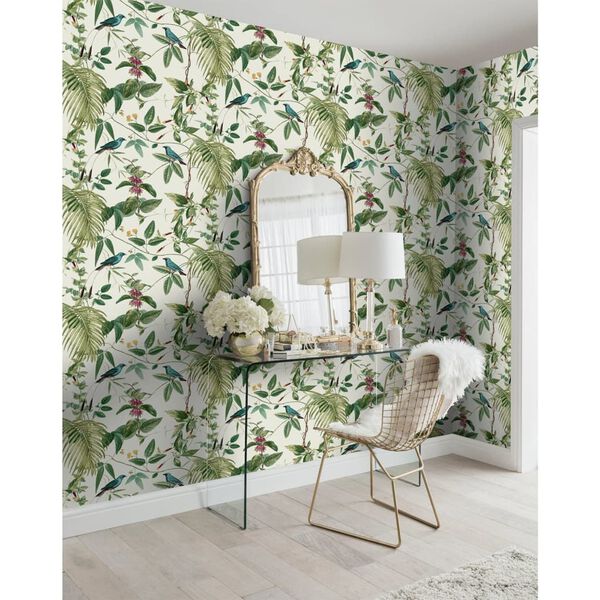 DUTCH WALLCOVERINGS Papier peint Exotic Garden Blanc et vert