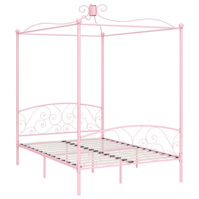 vidaXL Cadre de lit à baldaquin sans matelas rose métal 120x200 cm