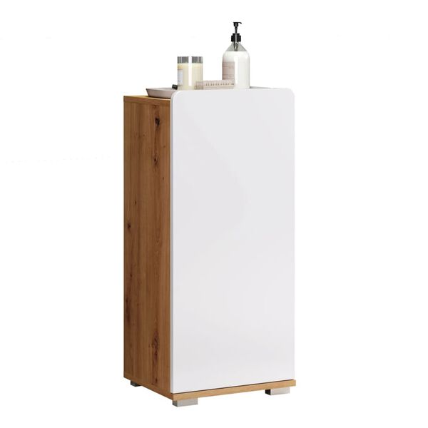 Trendteam Armoire de rangement de sol Ciara Blanc et ch&ecirc;ne artisanal