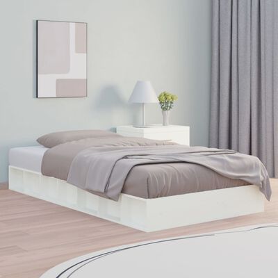 vidaXL Cadre de lit sans matelas blanc 135x190 cm bois massif