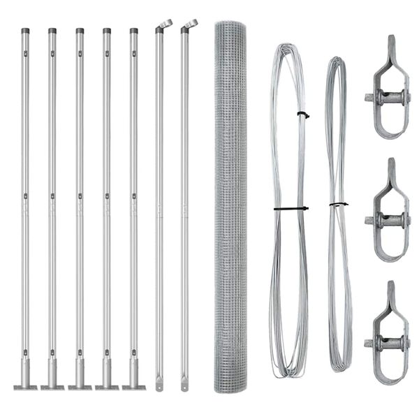 vidaXL Poteau de cl&ocirc;ture. Argent&eacute; 10 x 1,4 m (treillis 19 x 19 mm)