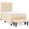 vidaXL Sommier &agrave; lattes de lit avec matelas Cr&egrave;me 90x200 cm Tissu