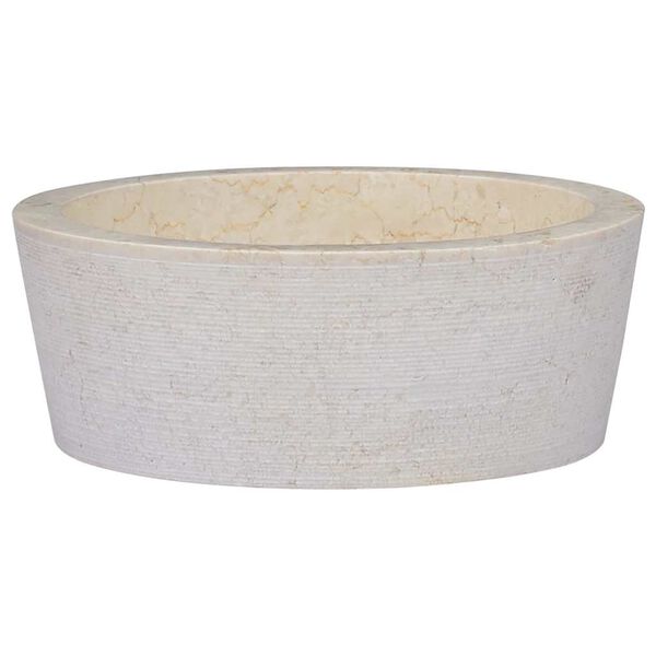 vidaXL Lavabo Cr&egrave;me &Oslash;40x15 cm Marbre