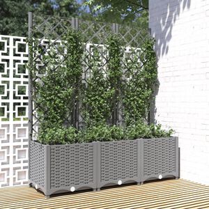 vidaXL Jardini&egrave;re avec treillis Gris clair 120x40x136 cm PP