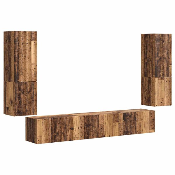vidaXL Ensemble meuble TV 4 pcs Bois ancien Bois d'ing&eacute;nierie