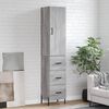 vidaXL Buffet haut Sonoma gris 34,5x34x180 cm Bois d'ing&eacute;nierie