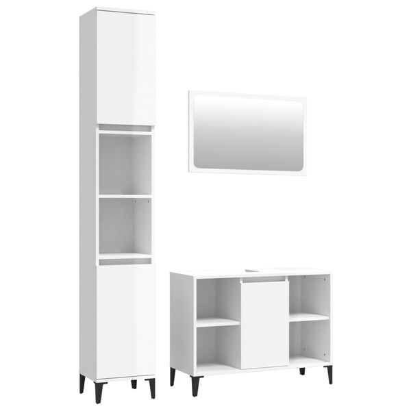 vidaXL Ensemble de meubles de salle de bain 3 pcs blanc brillant