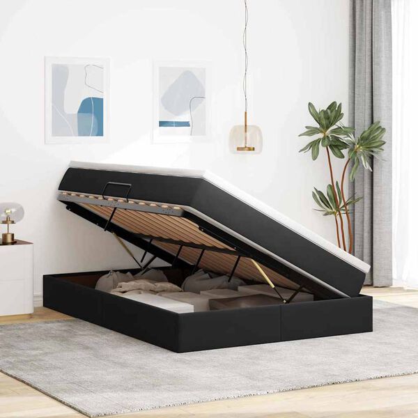 vidaXL Lit avec rangement et matelas Noir 140 x 200 cm Velours