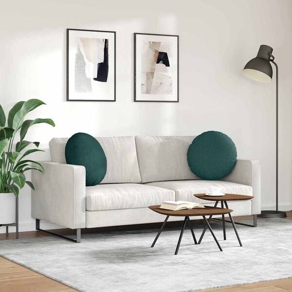 vidaXL Coussins de si&egrave;ge 2 pcs Vert fonc&eacute; &Oslash;50 x 19 cm tissu