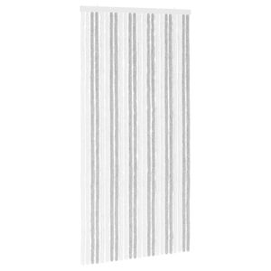 vidaXL Rideau anti-insectes en chenille Gris clair et blanc