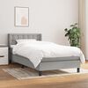 vidaXL Sommier &agrave; lattes de lit avec matelas Gris clair 90x200 cm Tissu