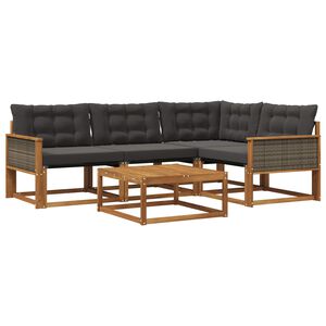 vidaXL Ensemble de canap&eacute;s d'ext&eacute;rieur 5 pcs Naturel et noir