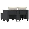 vidaXL Canap&eacute; de jardin 2 places avec tabourets noir r&eacute;sine tress&eacute;e