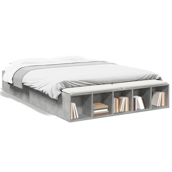 vidaXL Cadre de lit sans matelas gris b&eacute;ton 150x200 cm