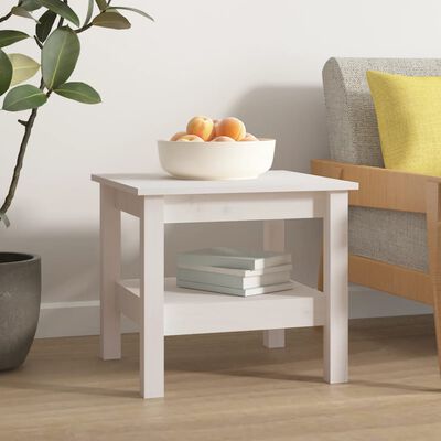 vidaXL Table basse Blanc 45x45x40 cm Bois massif de pin