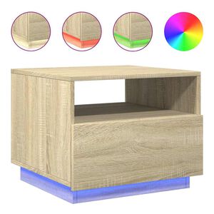vidaXL Table basse avec lumi&egrave;res LED ch&ecirc;ne sonoma 50x49x40 cm