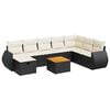vidaXL Salon de jardin 9 pcs avec coussins noir r&eacute;sine tress&eacute;e