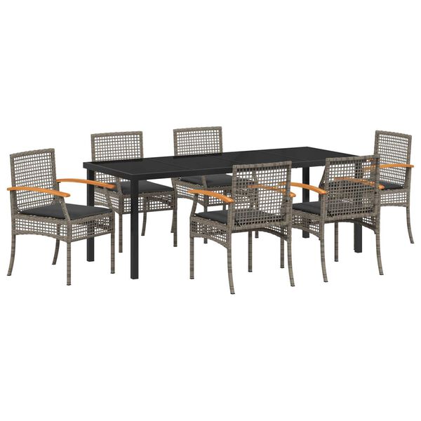 vidaXL Ensemble de salle &agrave; manger pour jardin 7 pcs Gris polyrotin
