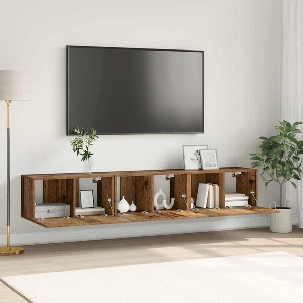 vidaXL Ensemble meuble TV Montage mural 3 pcs Marron 60 x 30 x 30 cm