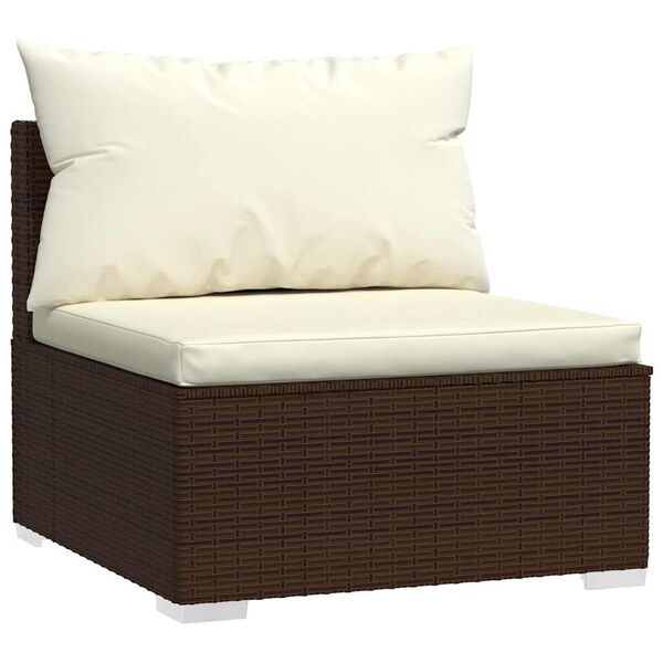 vidaXL Salon de jardin 7 pcs avec coussins R&eacute;sine tress&eacute;e Marron